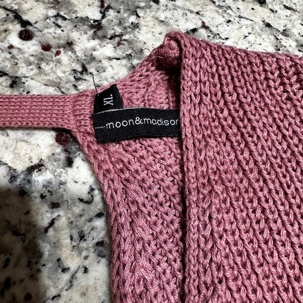 Moon & Madison Mauve Open Back Knit Sweater Women's XL Long Sleeve - Picture 4 of 5